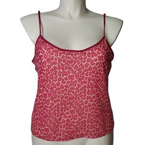I.T.E.M. Pink Leopard Sequin Camisole Tank Top Womens Size Large